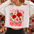 Valentine nurse PNG bundle with floral roses cupid and peonies four versions - image 2