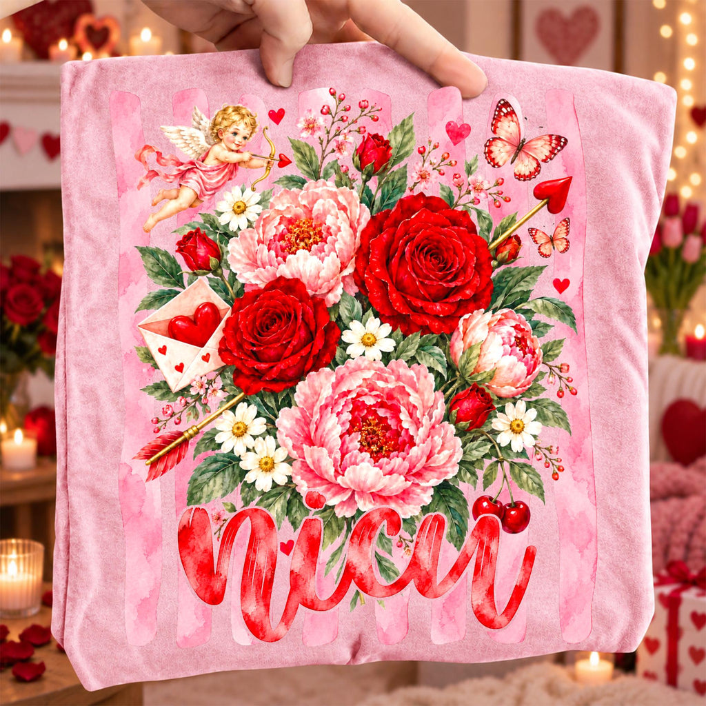 Valentine nurse PNG bundle with floral roses cupid and peonies four versions - image 3