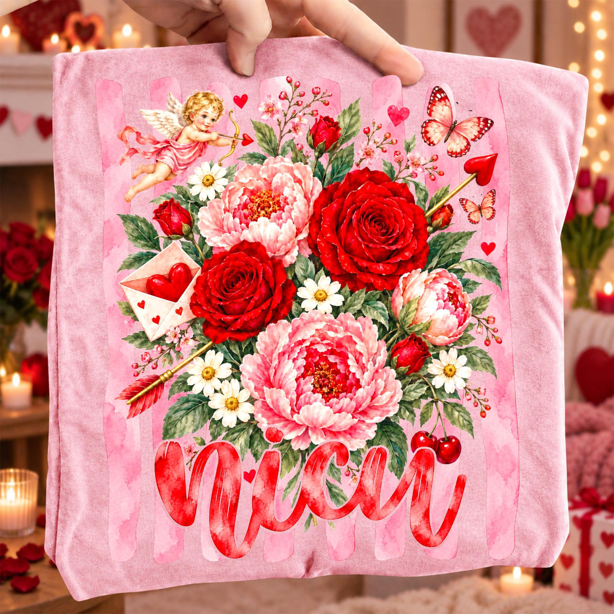 Valentine nurse PNG bundle with floral roses cupid and peonies four versions - image 3