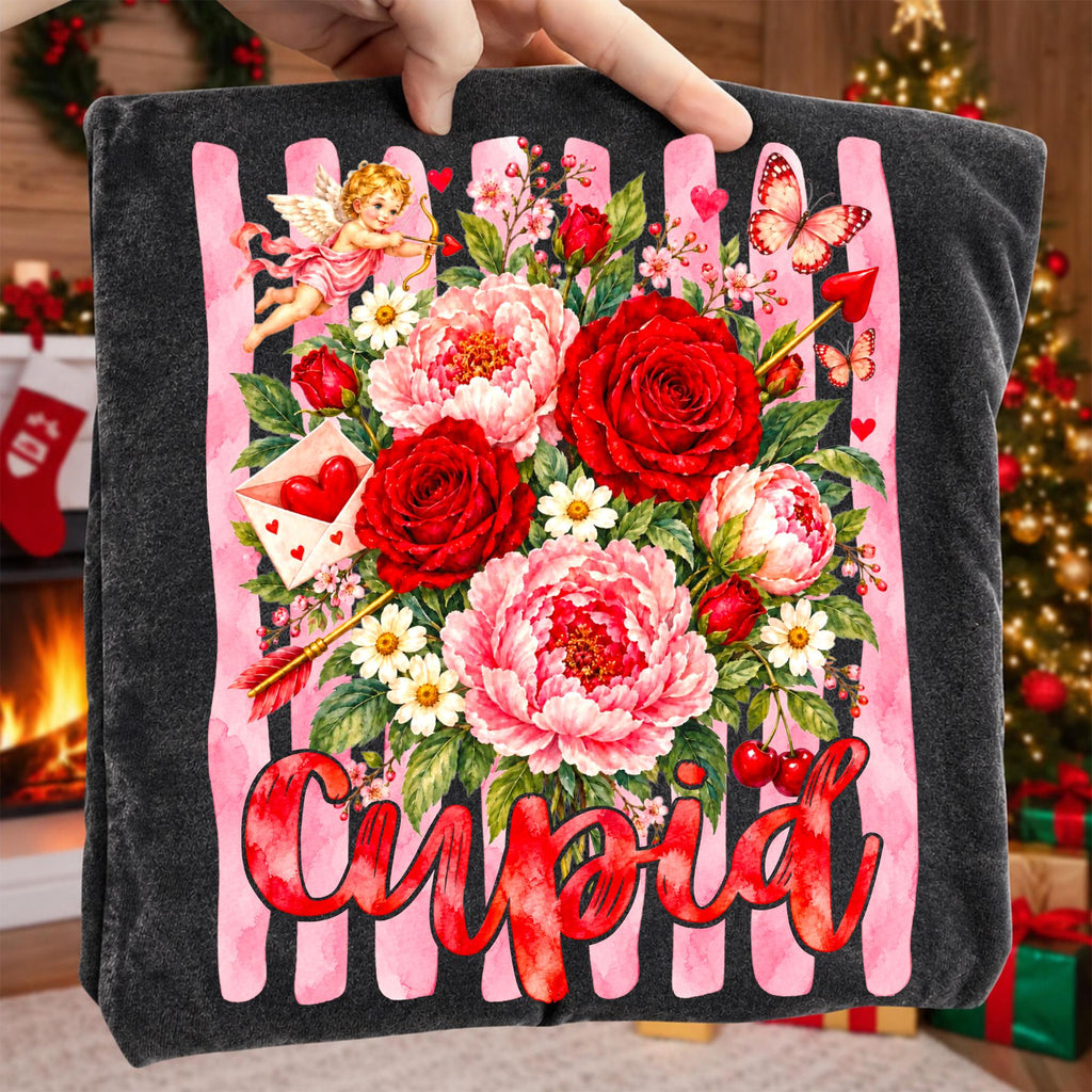 Valentine floral PNG bundle with four designs: Happy Valentine, Be Mine, Cupid, XOXO - image 6
