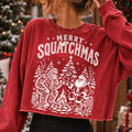 Merry Squatchmas Bigfoot and Santa campfire Christmas PNG design