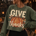 Give Thanks pumpkin fall leaves autumn PNG design - image 7