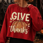 Give Thanks pumpkin fall leaves autumn PNG design - image 9