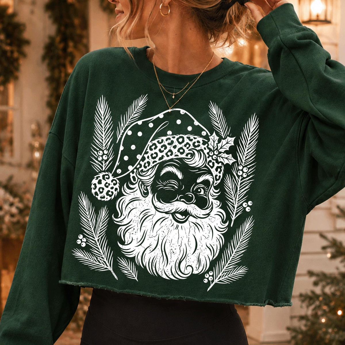 vintage leopard Santa retro Christmas shirt PNG design - image 3