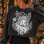 leopard print Santa face retro Christmas PNG design for sublimation and DTF