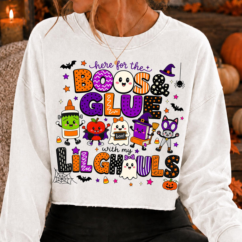Halloween teacher PNG Here for the Boos and Glue classroom ghost design - image 4