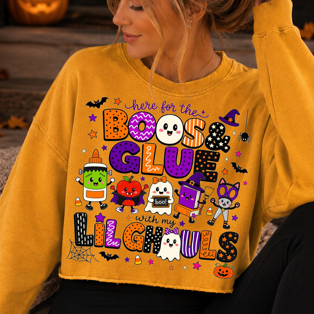Halloween teacher PNG Here for the Boos and Glue classroom ghost design - image 5
