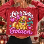 Golden retriever Valentine PNG with pink bow and hearts for sublimation and DTF - image 4