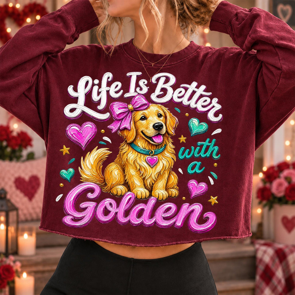 Golden retriever Valentine PNG with pink bow and hearts for sublimation and DTF - image 6