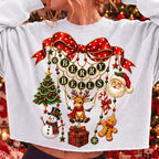 vintage coquette Christmas charm bow with berries and bells PNG design - image 4