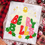 Berry Bells faux embroidery Christmas PNG with retro coquette bow - image 6