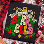 Berry Bells faux embroidery Christmas PNG with retro coquette bow - image 3