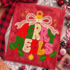 Berry Bells faux embroidery Christmas PNG with retro coquette bow - image 8