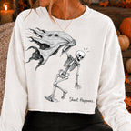 Sheet Happens gothic skeleton Halloween PNG vintage black and white design