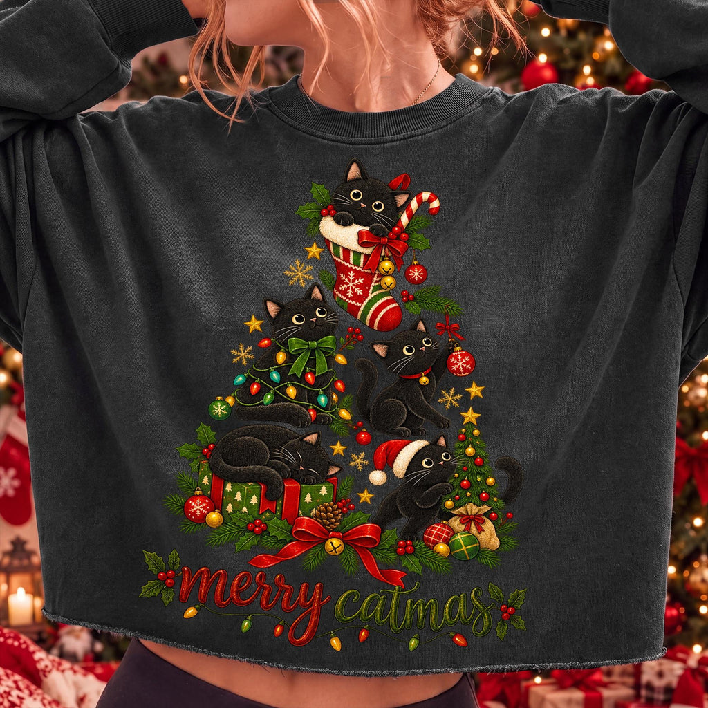 Merry Catmas black cat Christmas PNG design - image 2