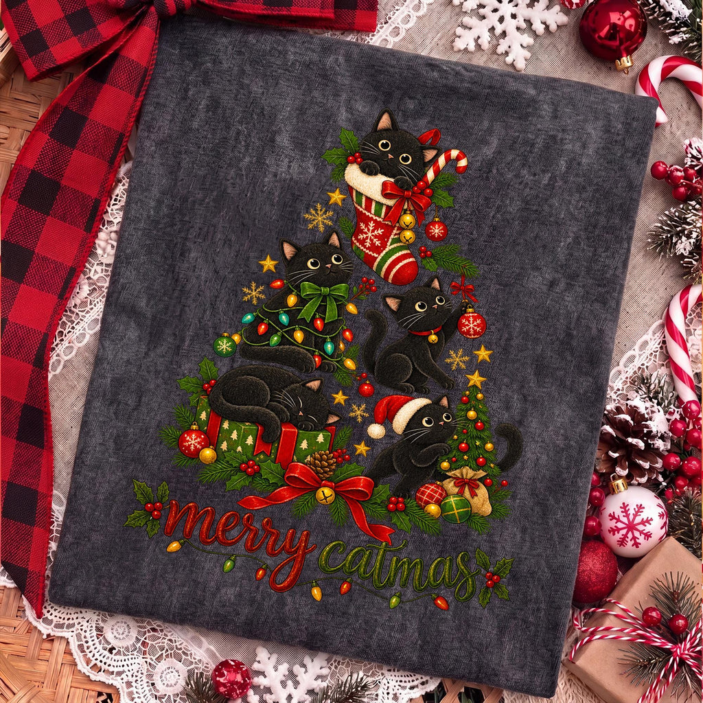 Merry Catmas black cat Christmas PNG design - image 6