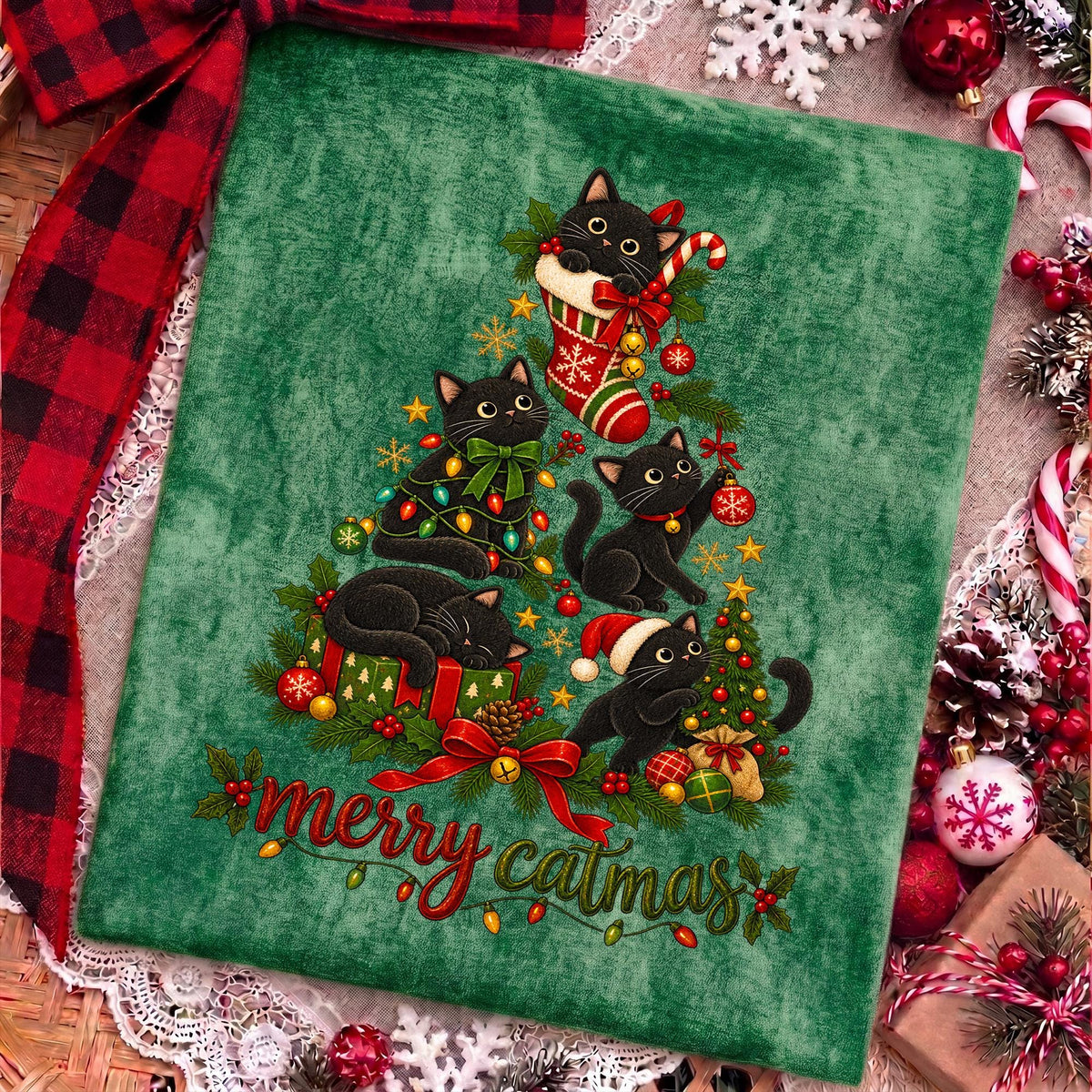 Merry Catmas black cat Christmas PNG design - image 8