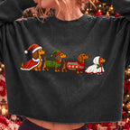 Christmas dachshund dogs in Santa and elf sweaters PNG design - image 6