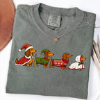 Christmas dachshund dogs in Santa and elf sweaters PNG design - image 3