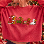 Christmas dachshund dogs in Santa and elf sweaters PNG design - image 7
