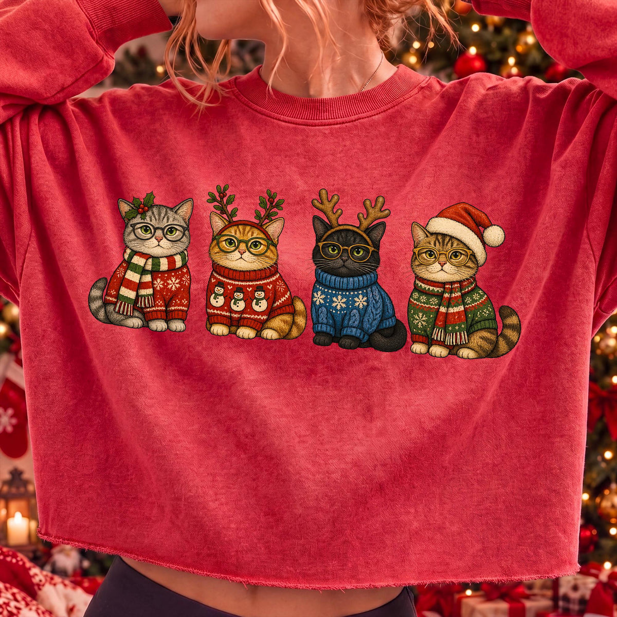 Christmas cats in cozy sweaters PNG design - image 7