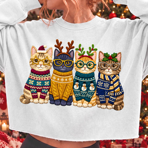 Christmas cats in festive sweaters PNG design - image 2
