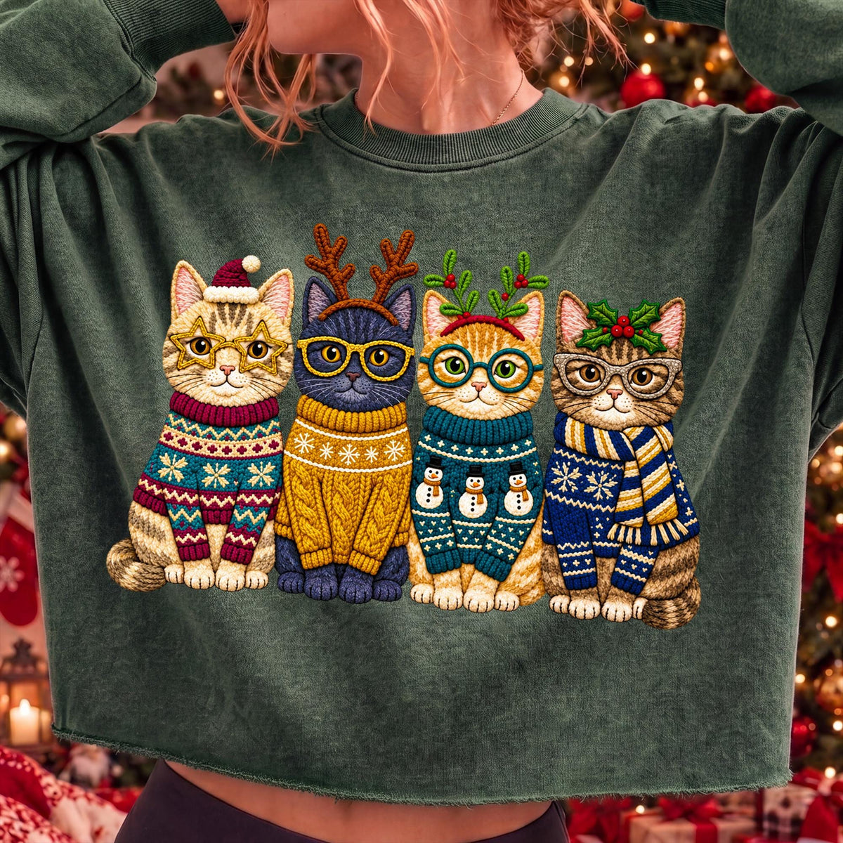 Christmas cats in festive sweaters PNG design - image 6