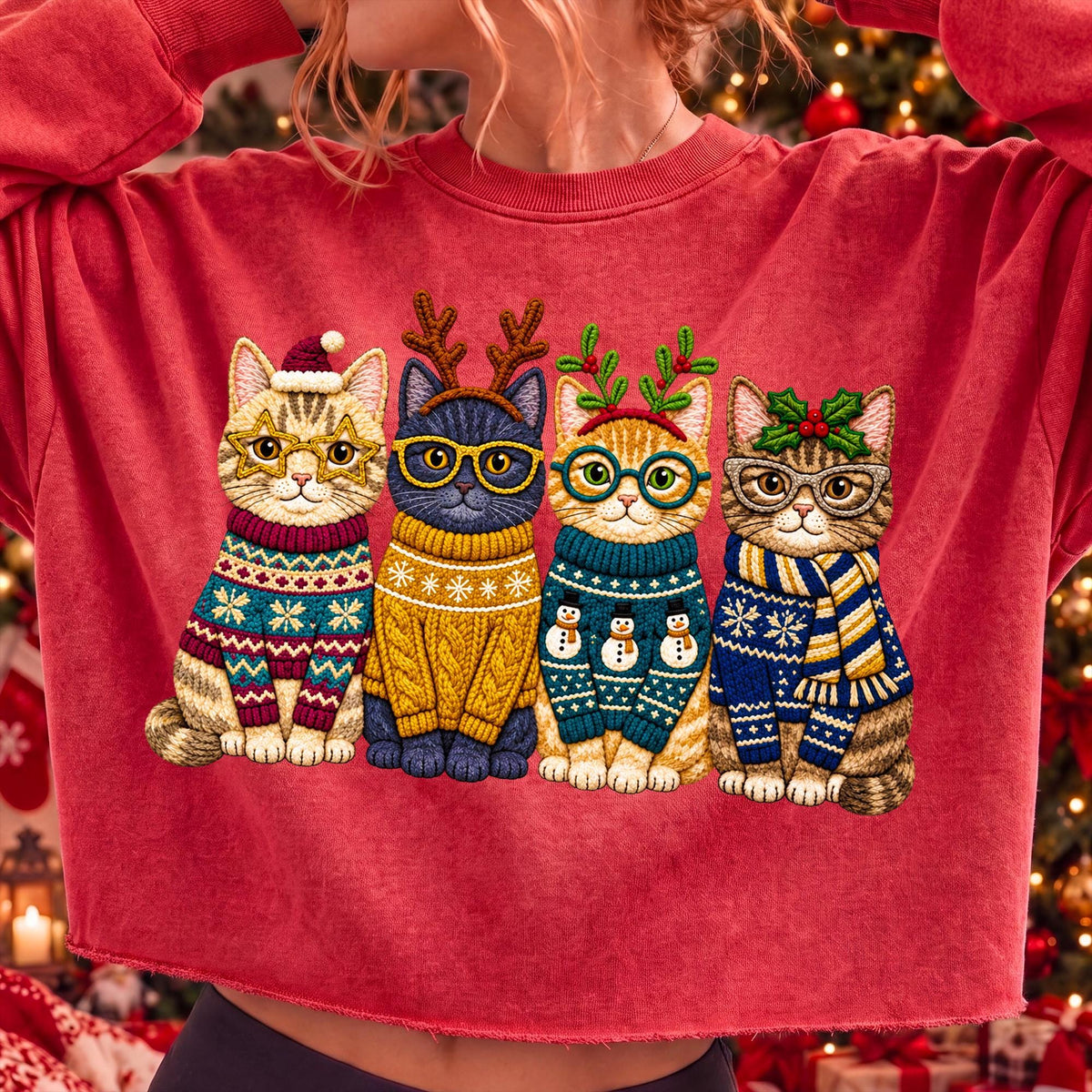 Christmas cats in festive sweaters PNG design - image 3
