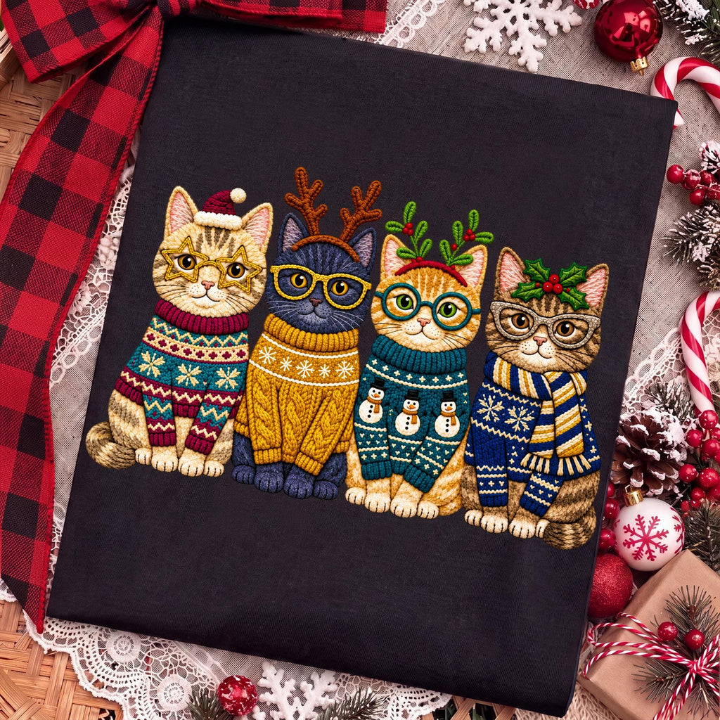 Christmas cats in festive sweaters PNG design - image 9