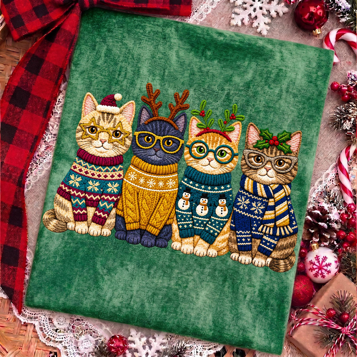 Christmas cats in festive sweaters PNG design - image 8