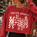 Santa's Favorite Mama Christmas PNG with polka dot gingham floral lettering