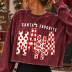 Santa's Favorite Mama Christmas PNG with polka dot gingham floral lettering - image 4