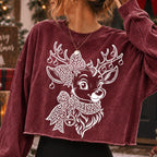 Coquette Christmas reindeer PNG with leopard print bows and ornaments - image 2