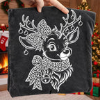 Coquette Christmas reindeer PNG with leopard print bows and ornaments - image 6