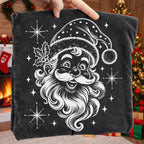 Vintage Santa Claus face PNG in white engraving line art for dark shirts - image 2