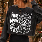 Merry Little Menace Christmas raccoon PNG with Santa hat and holiday lights - image 8