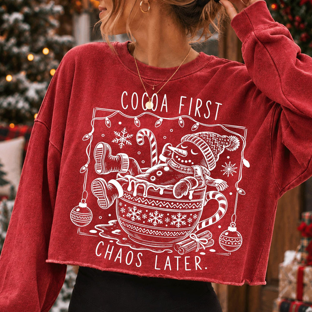 Funny melting snowman in cocoa mug Christmas PNG Cocoa First Chaos Later - image 4
