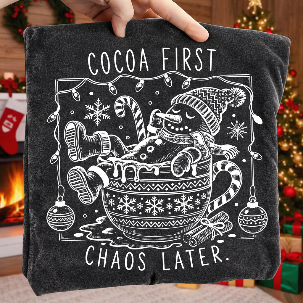 Funny melting snowman in cocoa mug Christmas PNG Cocoa First Chaos Later - image 9