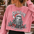 Retro Christmas frog PNG in Santa hat with mug and Tis the Season lettering - image 6