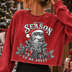 Retro Christmas frog PNG in Santa hat with mug and Tis the Season lettering - image 4