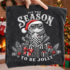 Retro Christmas frog PNG in Santa hat with mug and Tis the Season lettering - image 9