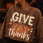 Give Thanks pumpkin fall leaves autumn PNG design - image 6