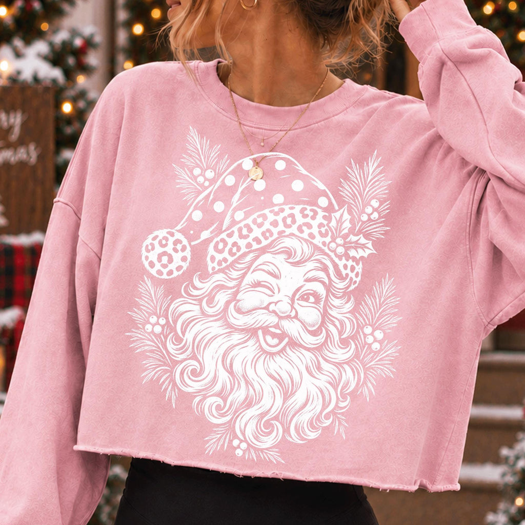 leopard print Santa face retro Christmas PNG design - image 9