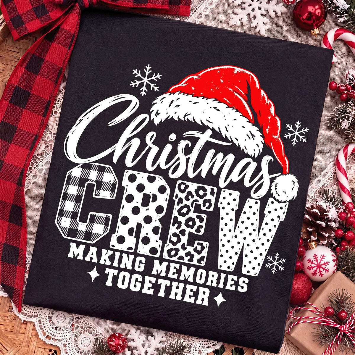 Christmas Crew Making Memories Together Santa hat PNG design for sublimation and DTF