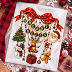vintage coquette Christmas charm bow with berries and bells PNG design - image 2