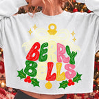 Berry Bells faux embroidery Christmas PNG with retro coquette bow - image 5