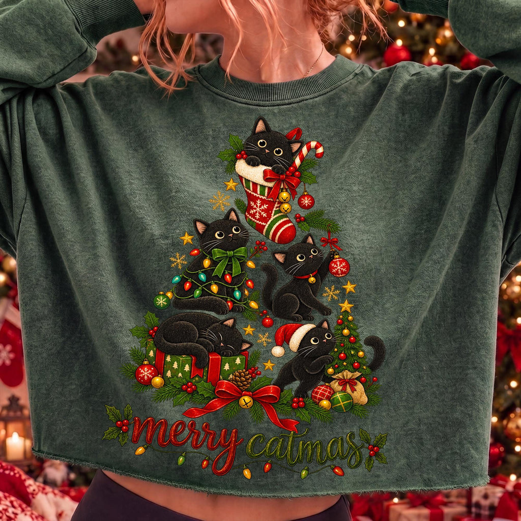Merry Catmas black cat Christmas PNG design - image 4