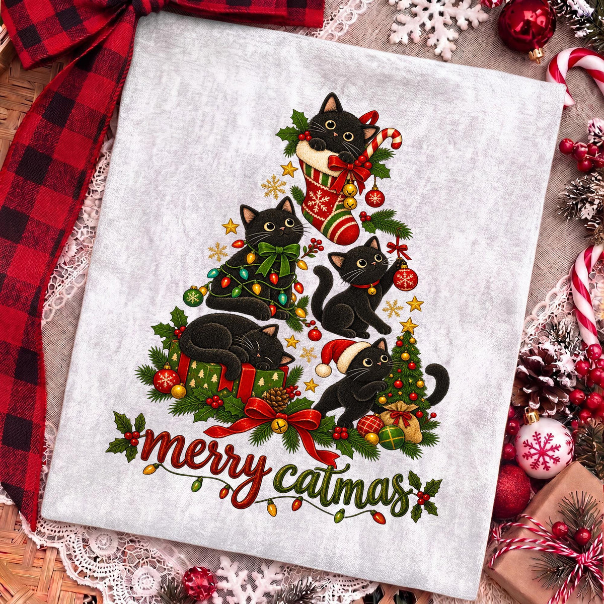 Merry Catmas black cat Christmas PNG design - image 5