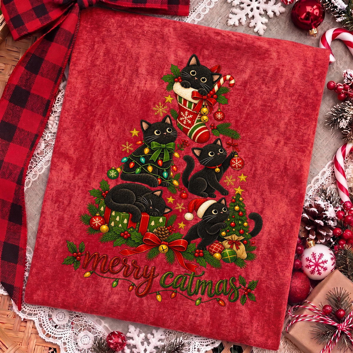 Merry Catmas black cat Christmas PNG design - image 7