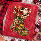 vintage Christmas stocking with Santa Claus PNG design - image 7